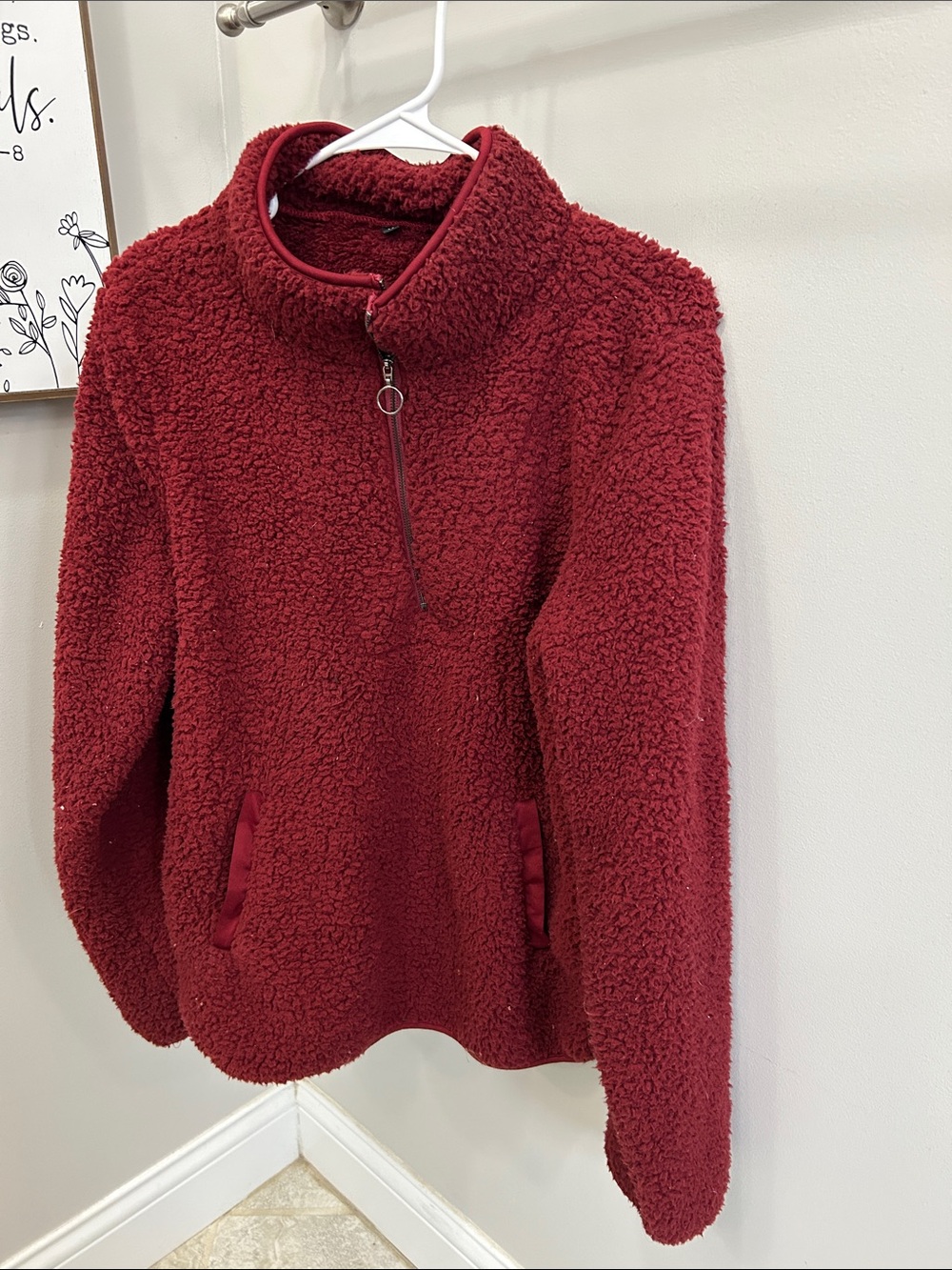 Cozy Women's Burgundy Sherpa Pullover Jacket